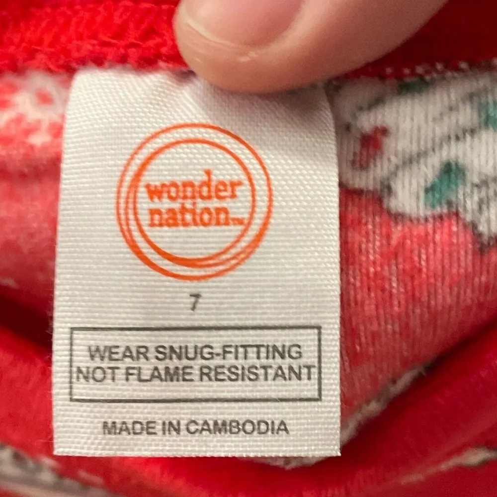 Wonder Nation Red Coffee Cup Kids Pajama Set size 7-NWT